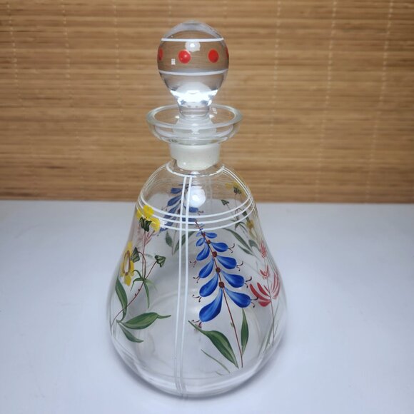 Hand Painted Decanter Crystal Glass Victorian Edwardian Bristol Glass - Picture 3 of 10